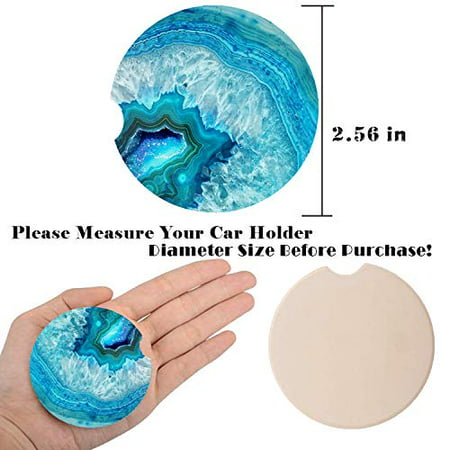 Small 2.56 Teal STARAMZ Car Coasters 2 Pack-Agate Car Cup Holder Coaster Absorbent Stoneware-Ceramic Coasters Auto Cup Holder Coaster for Women Car Accessories 